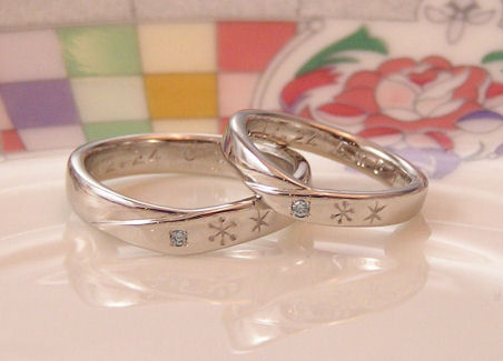 雪の結晶 結婚指輪